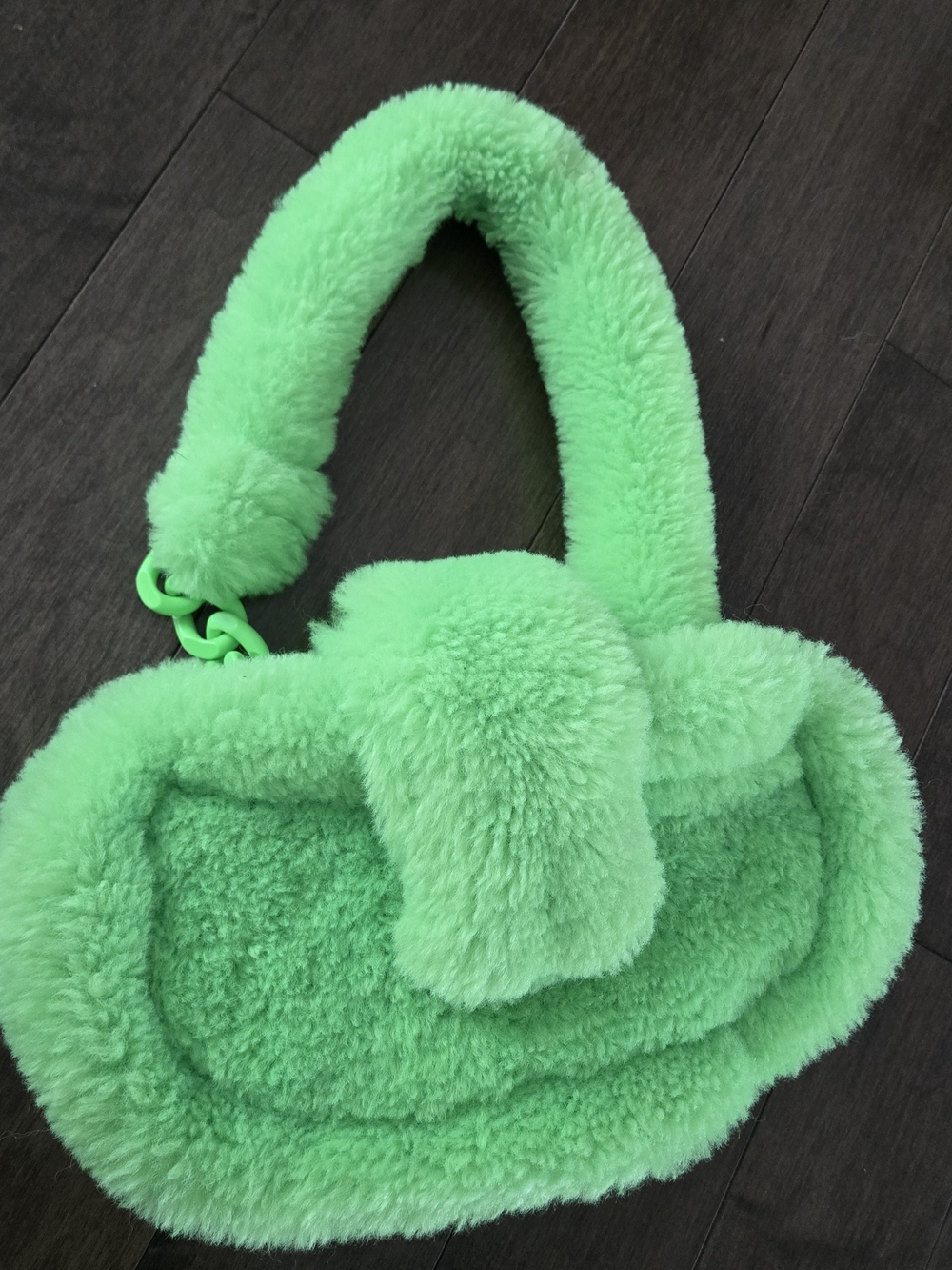 Fuzzy Handbag in Neon Green - Plush Shoulder Purse H&M Lanza Special Collection